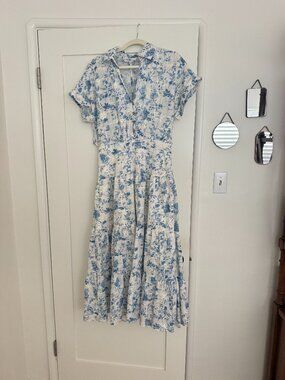 En Saison Blue and White Eyelet Dress